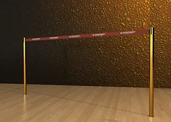 Retractable Belt Post in Brass Floor Socket
